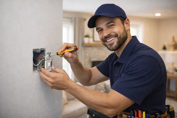 an electrician installing an electrical switch from Electrician Leander TX in Georgetown, TX - Georgetown TX